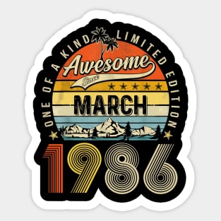 Awesome Since March 1986 Vintage 37th Birthday Sticker